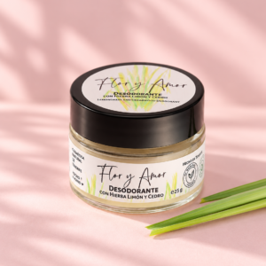 Desodorante botánico de hierba limón y cedro Flor y Amor de 25 g